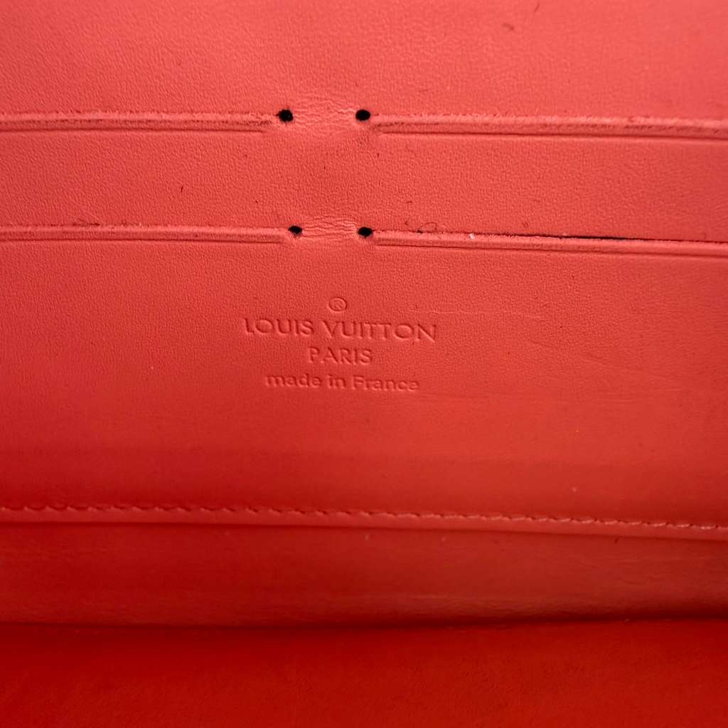 Limited Edition Louis Vuitton Monogram Vernis Rayures Zippy Red Wallet