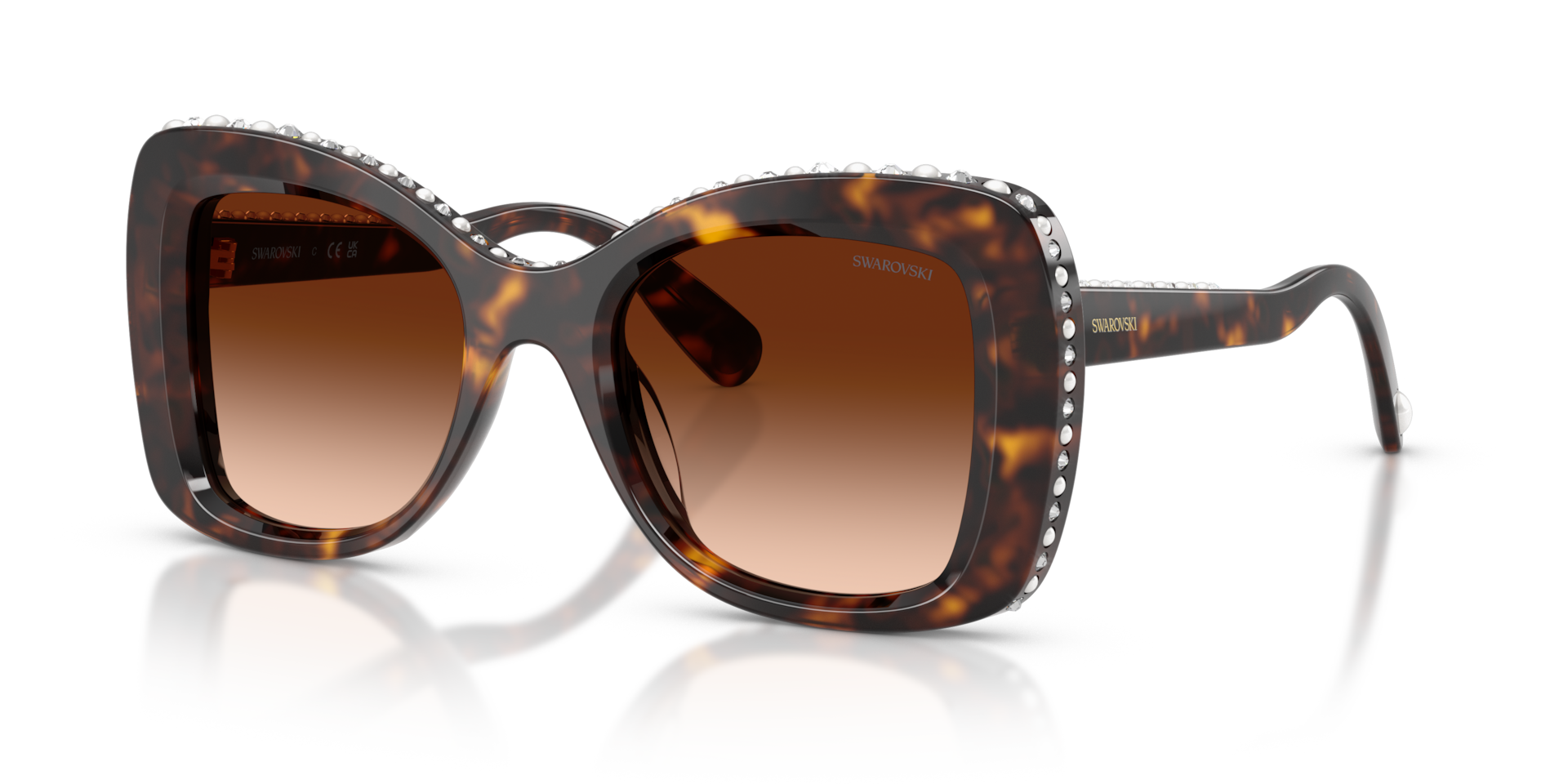 Authentic Swarovski SK6062U Ladies Sunglasses Havana Gradient Brown 51-21-145
