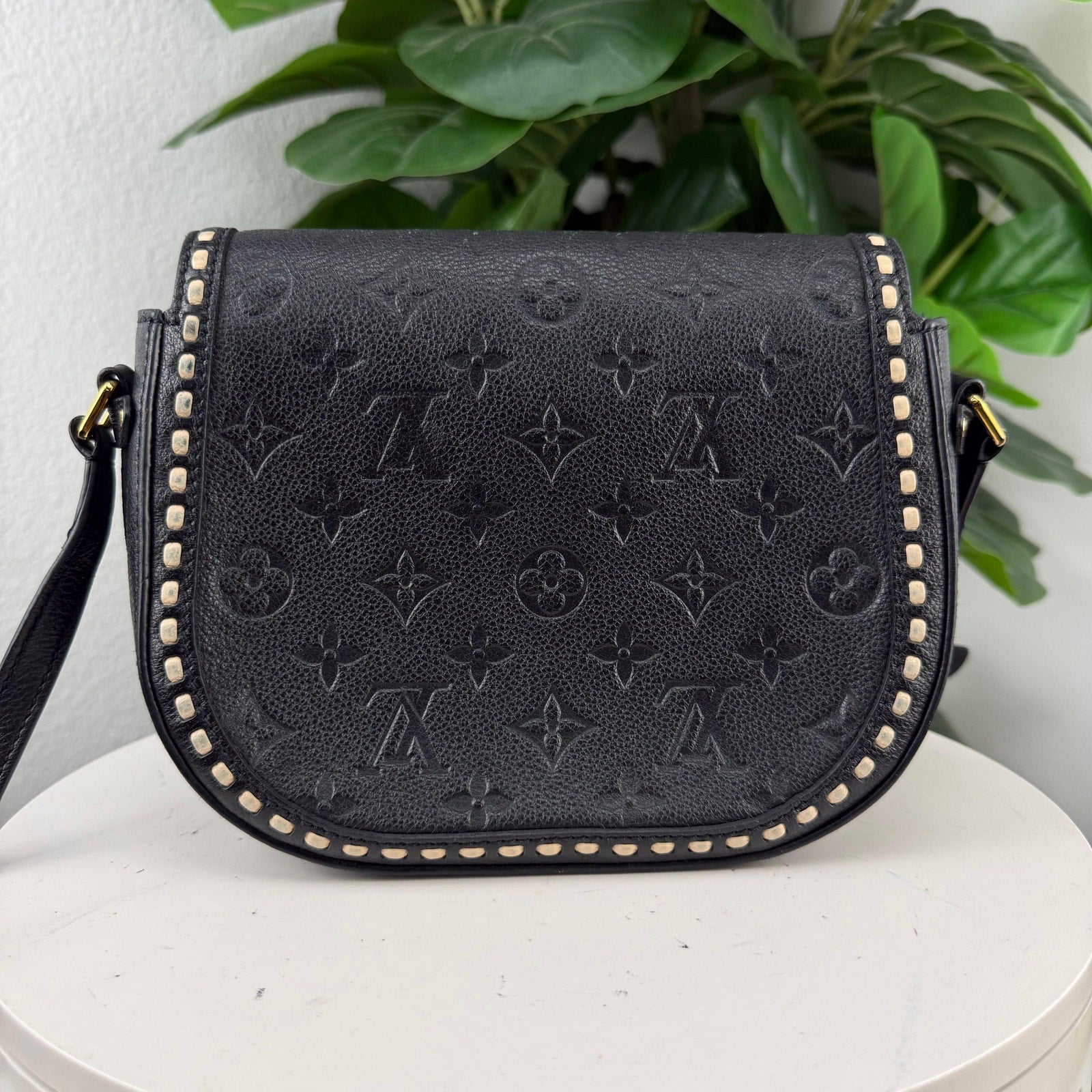 Louis Vuitton Junot Monogram Empreinte Leather Black Crossbody Bag Authentic Pre Owned