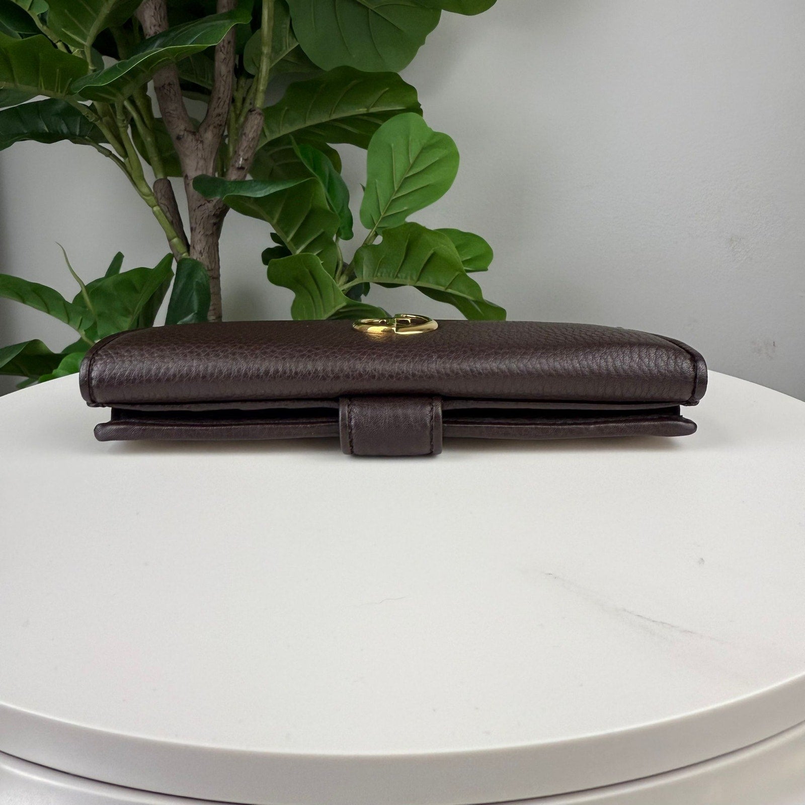 Authentic Gucci Diamante Canvas Leather Flap Wallet