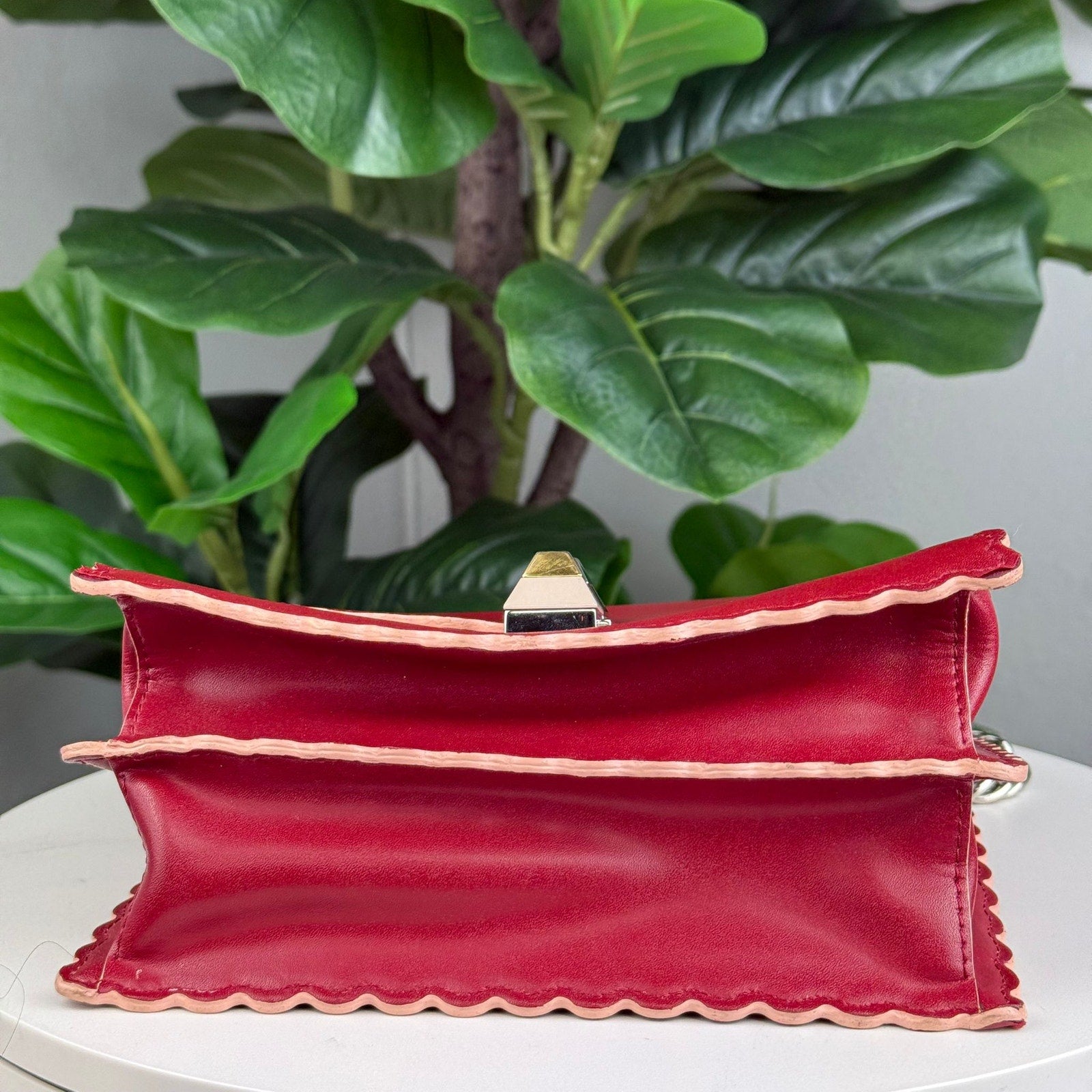 Authentic Fendi Kan I Bag Leather Small Red Shoulder Bag