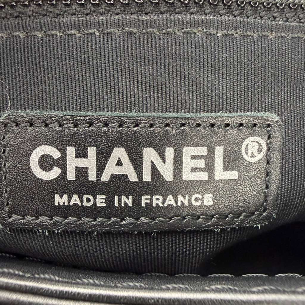 Authentic Chanel Boy Handbag Black Quilted Leather