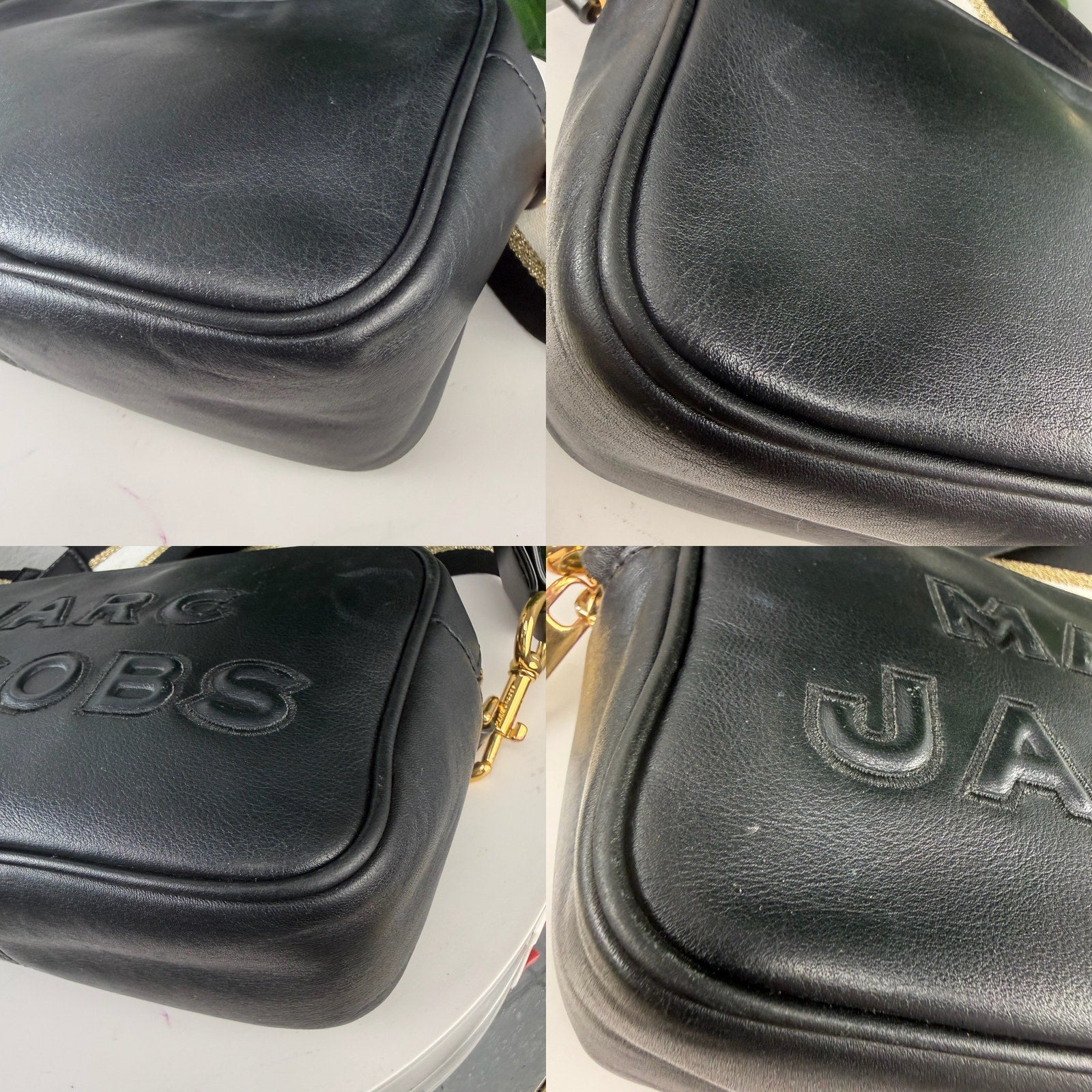 Marc Jacobs Snapshot Black Leather Crossbody Bag Authentic Pre Owned