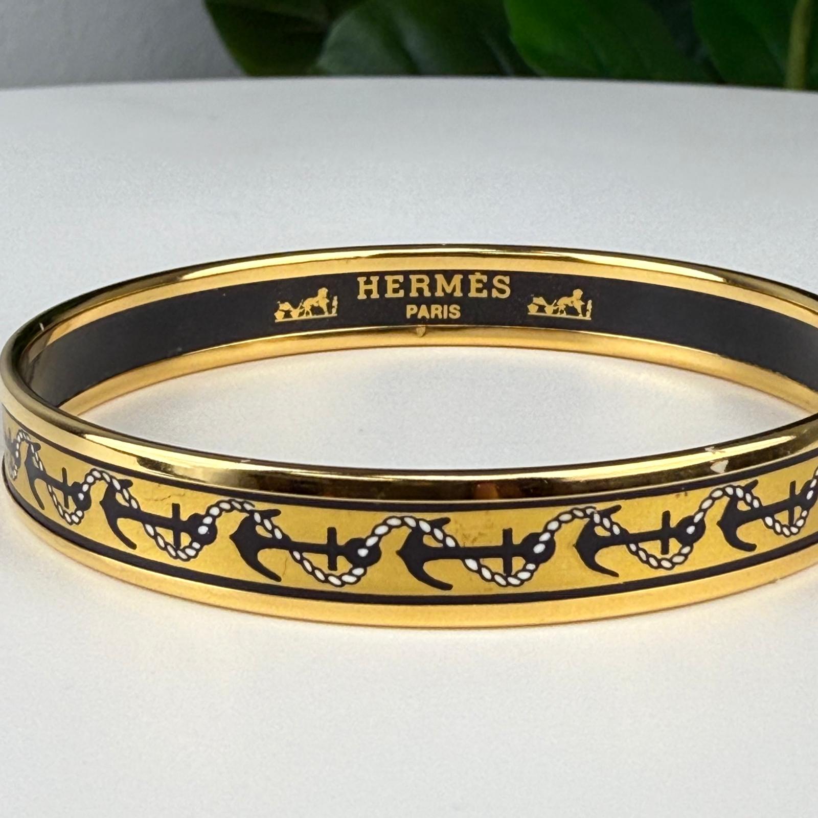 💎Authentic Vintage Hermes Anchor Rope Design Gold Plated Bracelet Size 8 1/4"