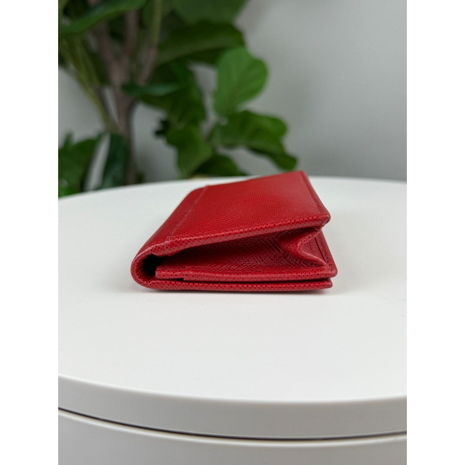 Authentic PRADA Saffiano Leather Card Wallet Red