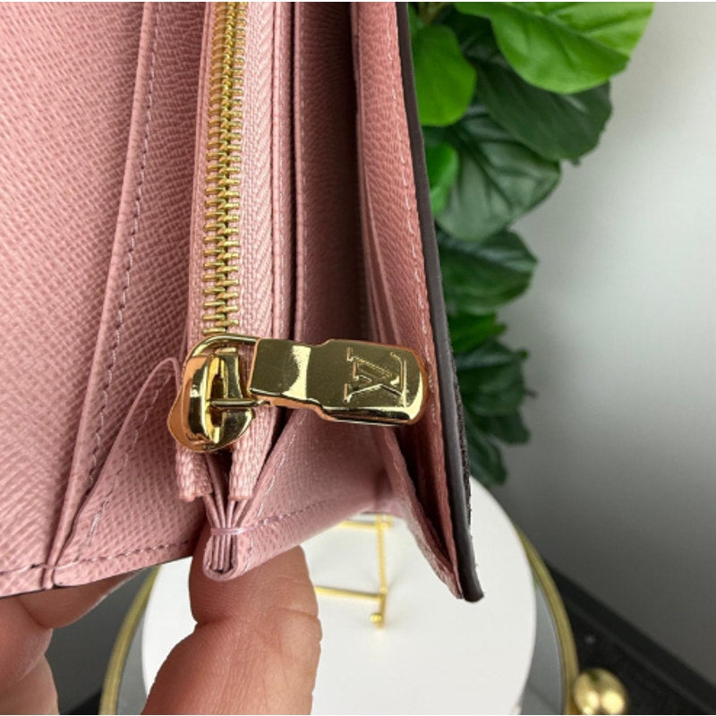 💎Authentic Louis Vuitton Monogram Portefeuille Sarah Long Wallet Rose Ballerine