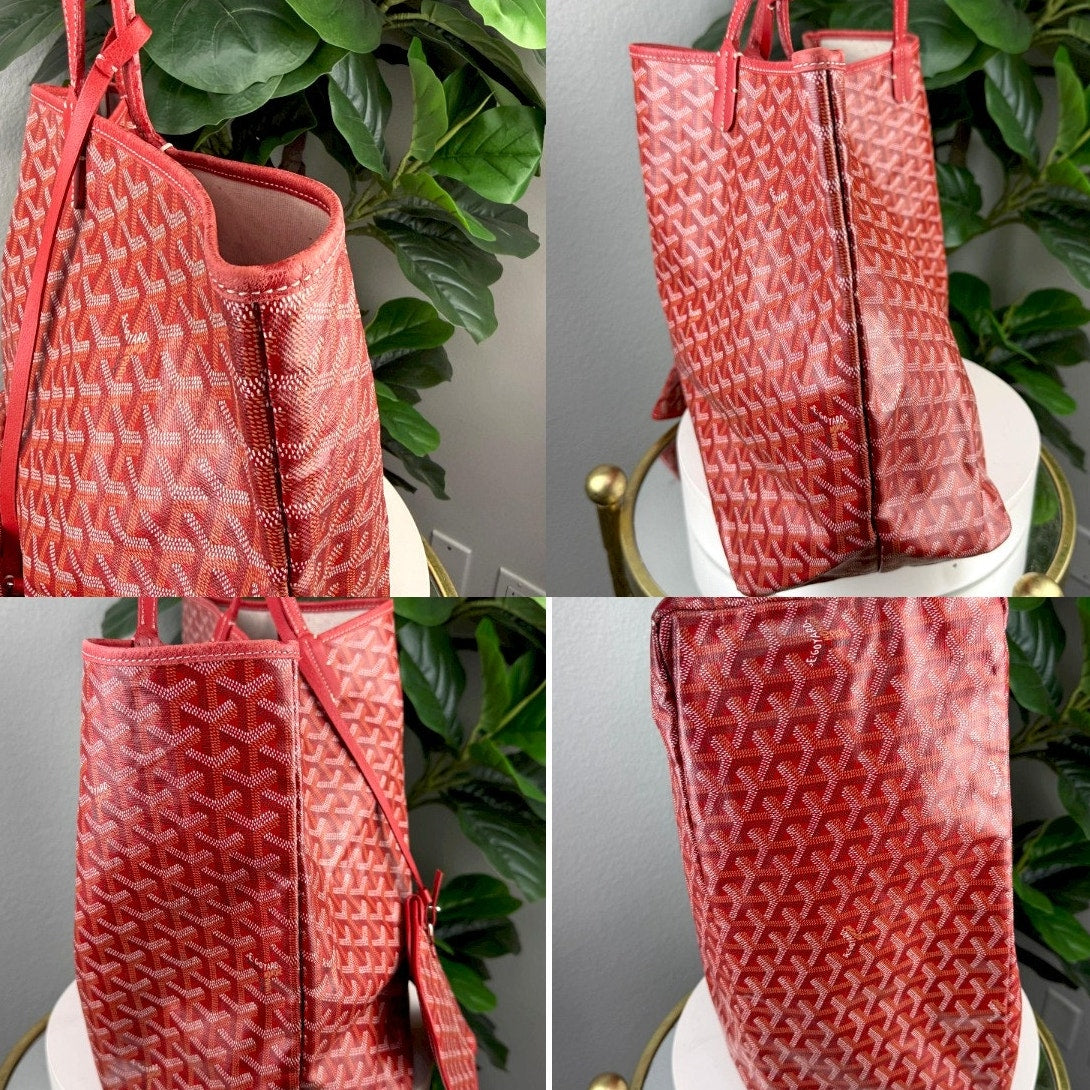 Authentic Goyard Saint Louis PM Tote Bag Red
