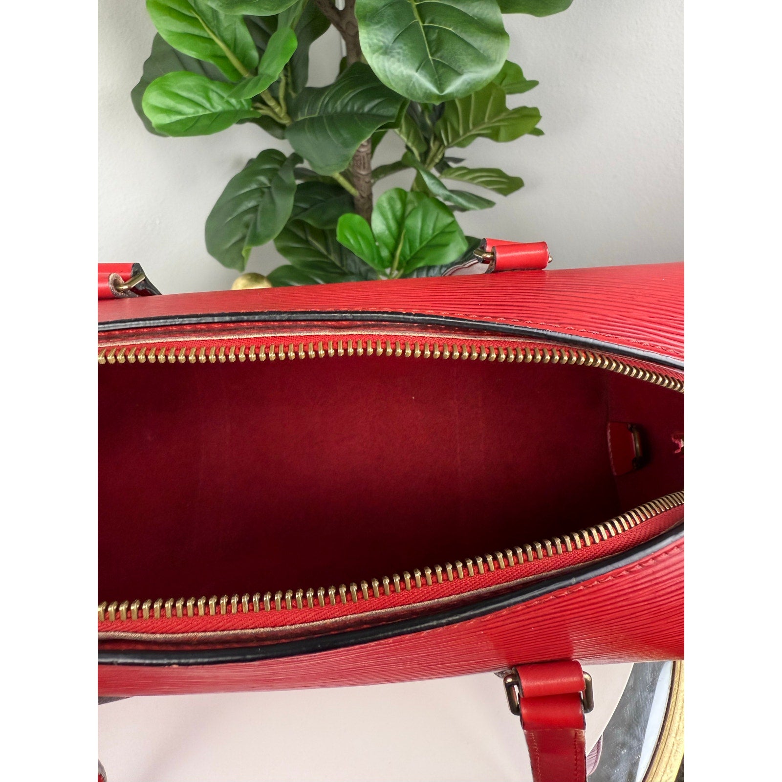 Authentic Louis Vuitton Epi Soufflot Bag Red