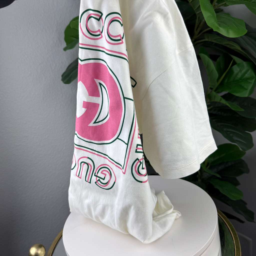 Authentic Gucci Women's Oversized Vintage T-shirt Off-White Cotton Jersey