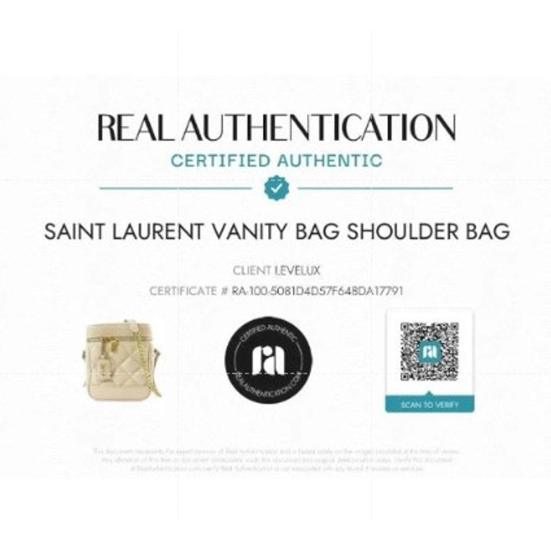 Authentic Saint Laurent Grain de Poudre Quilted 80's Vanity Bag