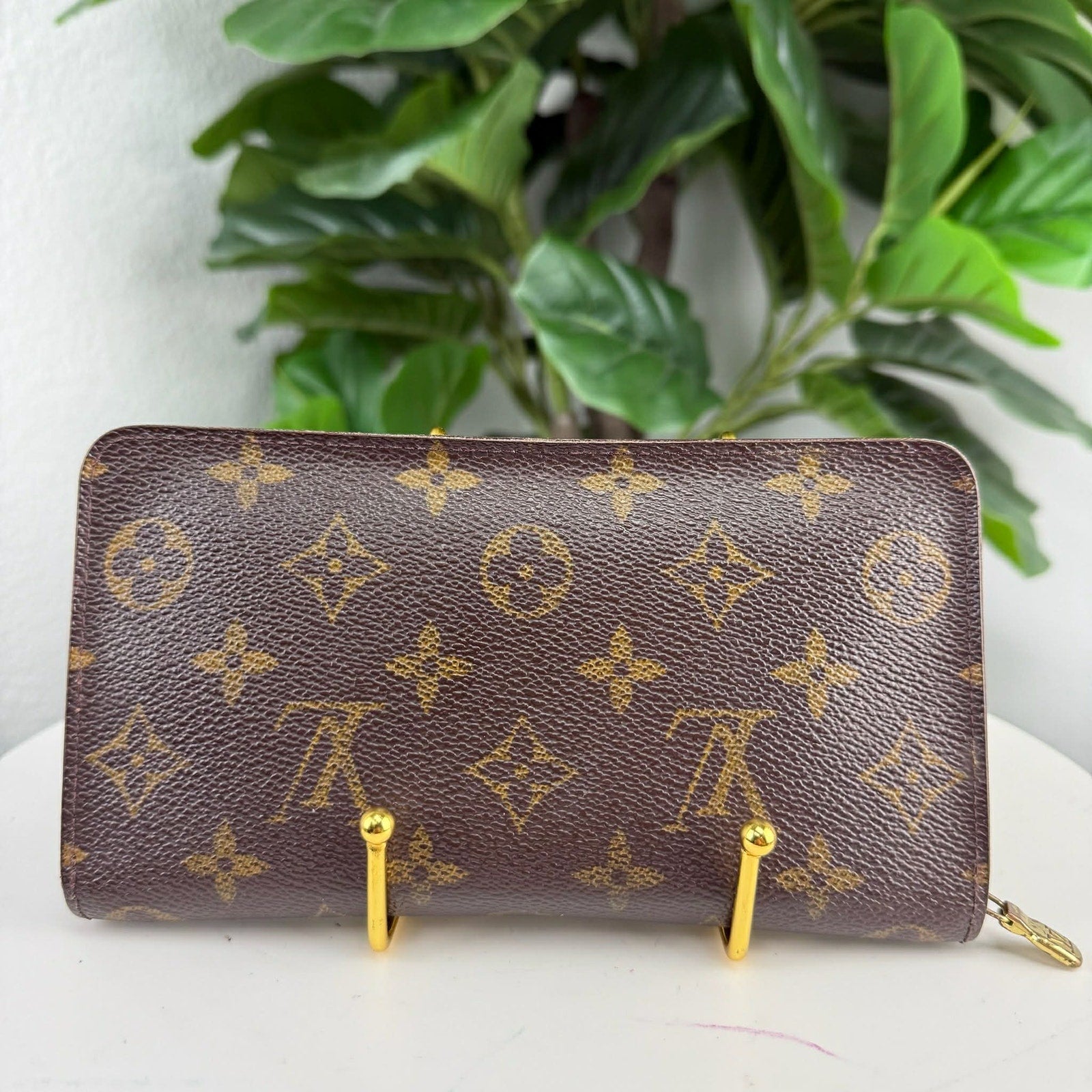 Louis Vuitton Zippy Wallet Monogram Canvas Brown Authentic Pre Owned