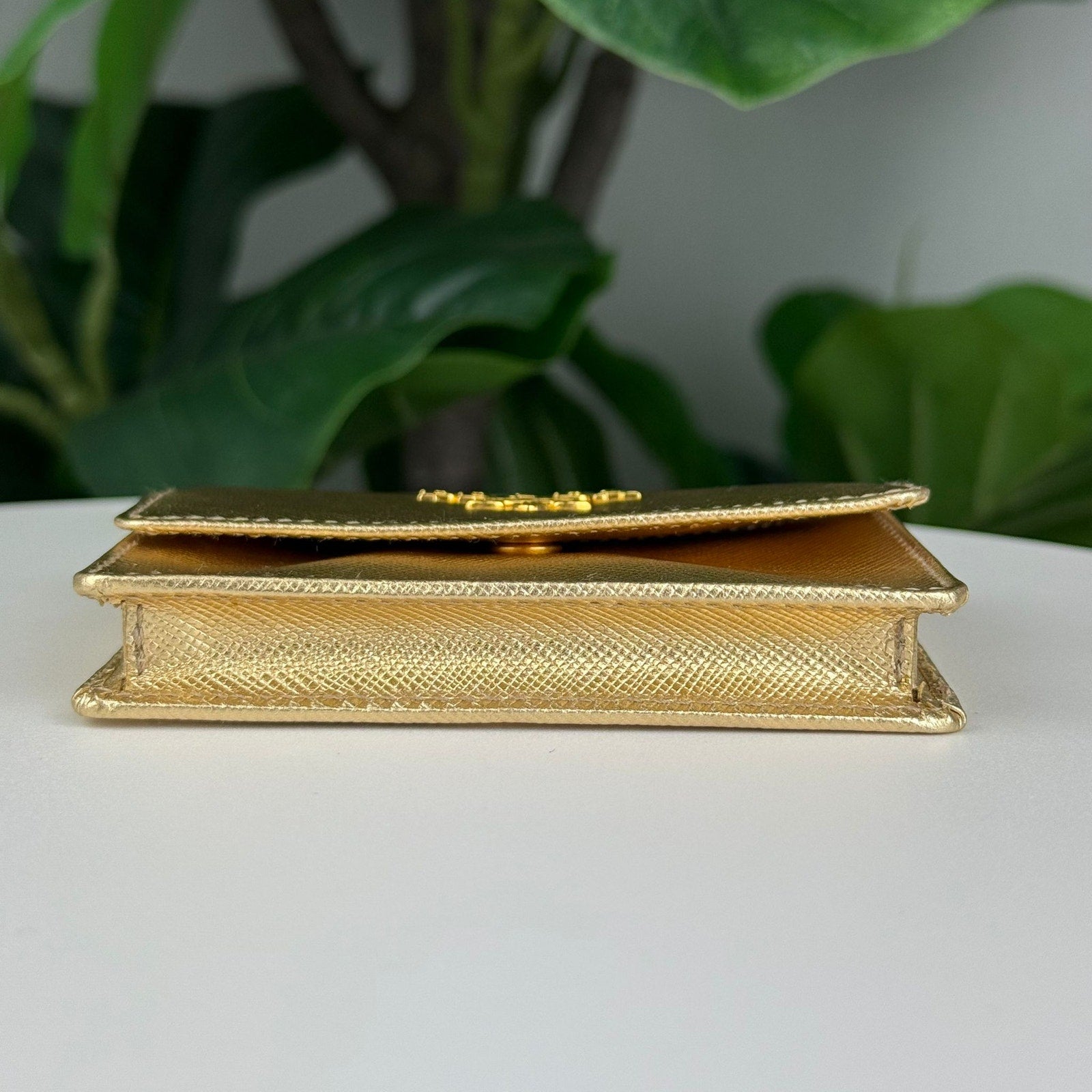 Authentic PRADA Saffiano Leather Gold Wallet