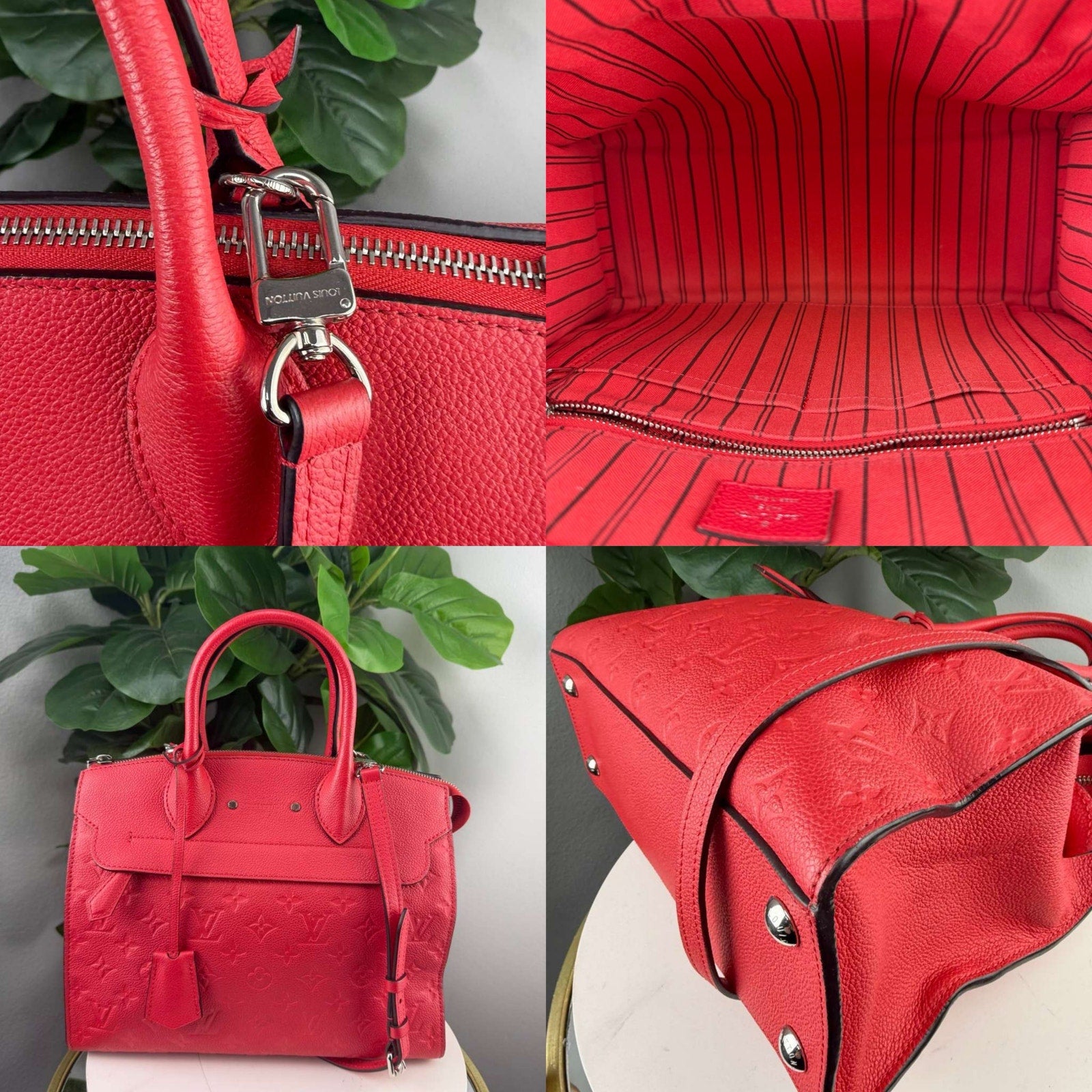 Authentic Louis Vuitton Pont Neuf Handbag Monogram Empreinte Leather MM