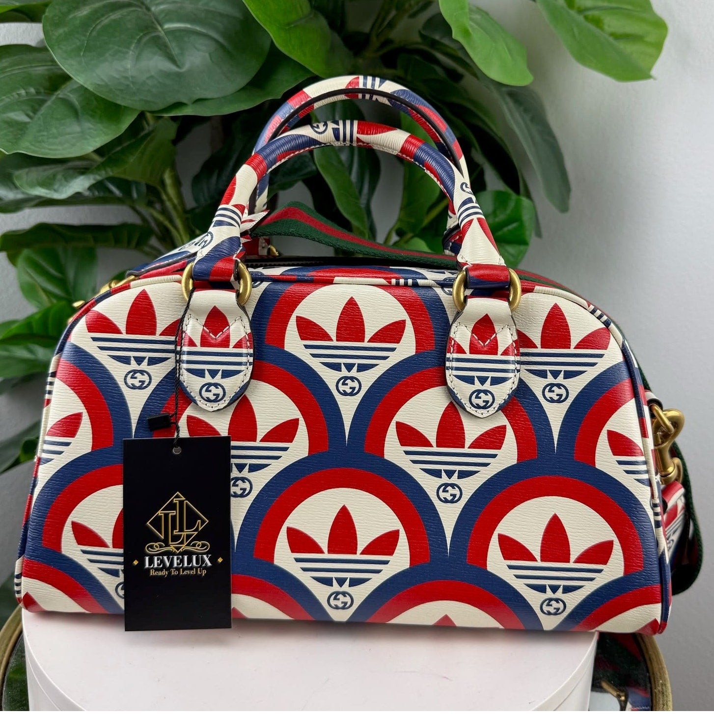 💎✨ Authentic Gucci x Adidas Calfskin Interlocking G Mini Duffle Bag