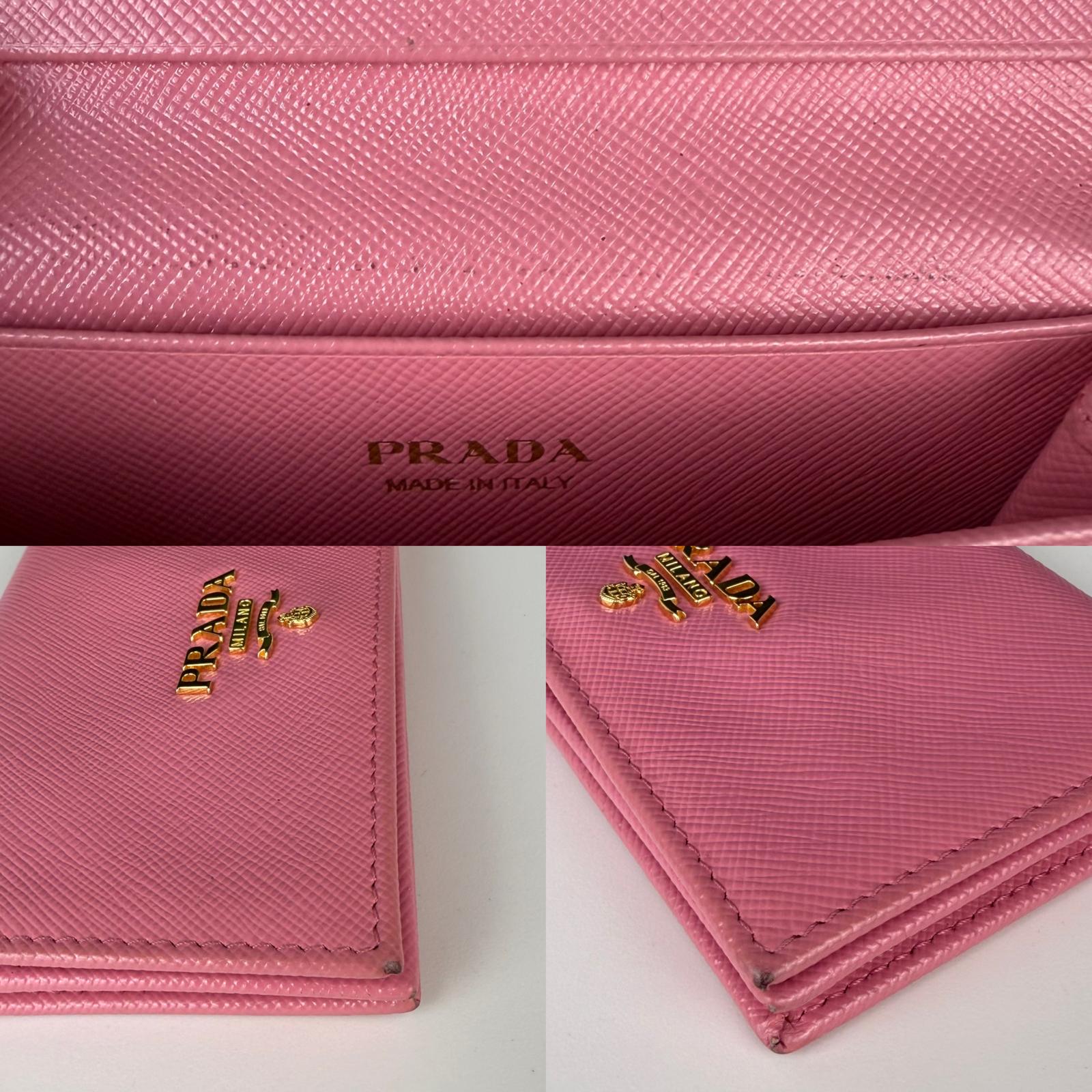 Authentic Prada Saffiano Pink Leather Wallet