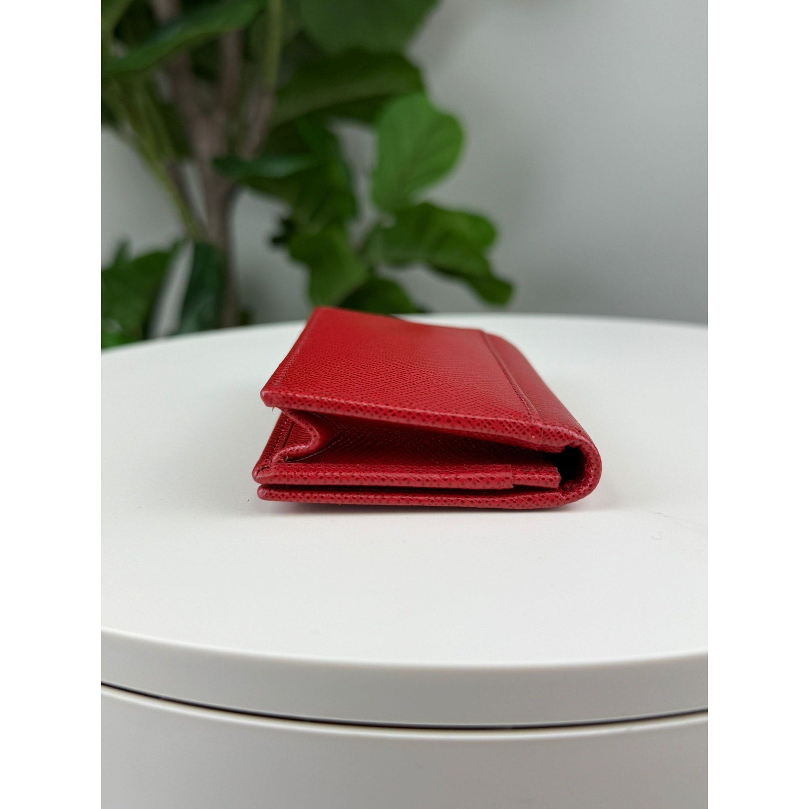Authentic PRADA Saffiano Leather Card Wallet Red