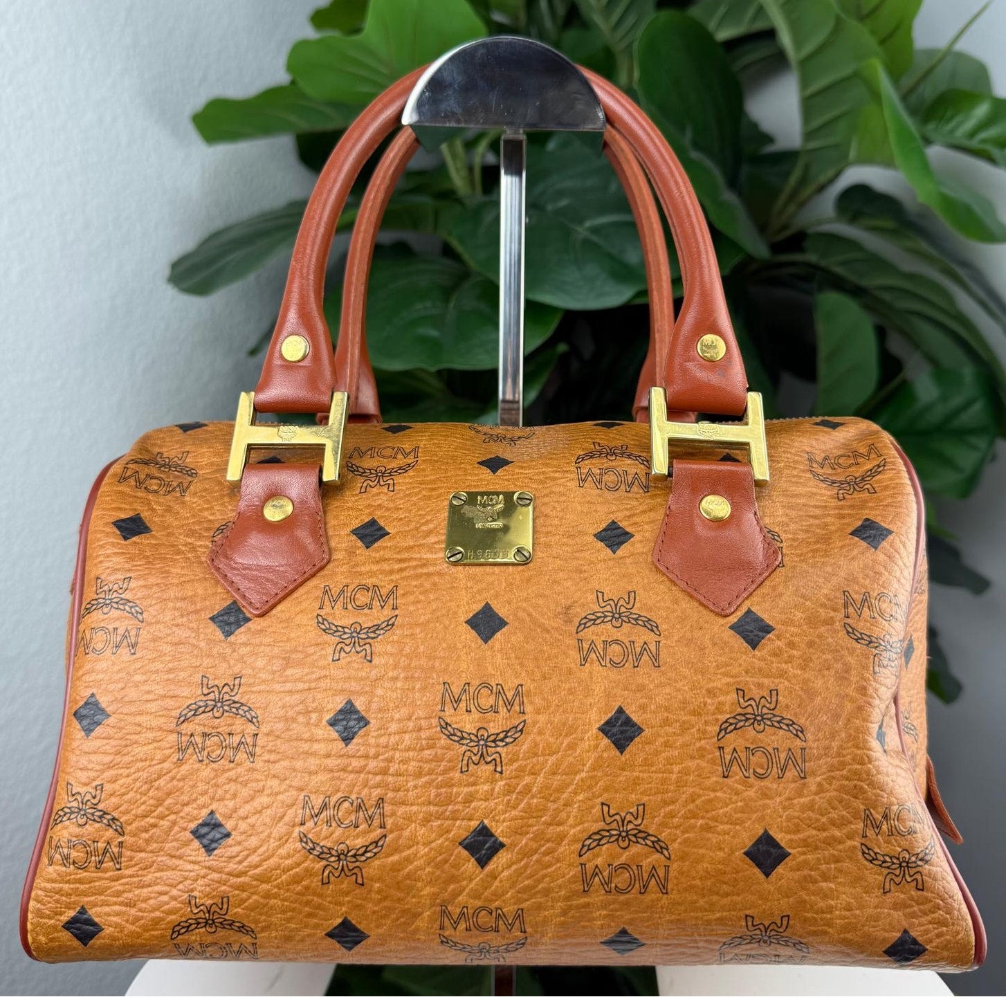 Authentic MCM Visetos Boston Bag