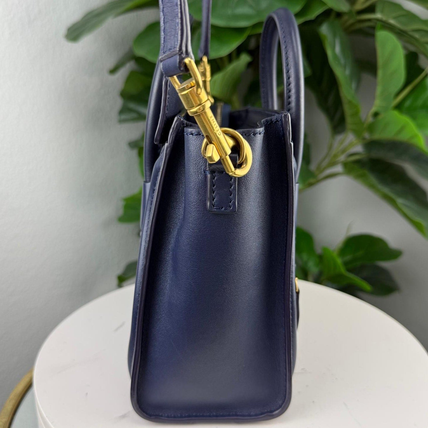 Authentic Celine Nano Luggage Tote Bag Navy Blue