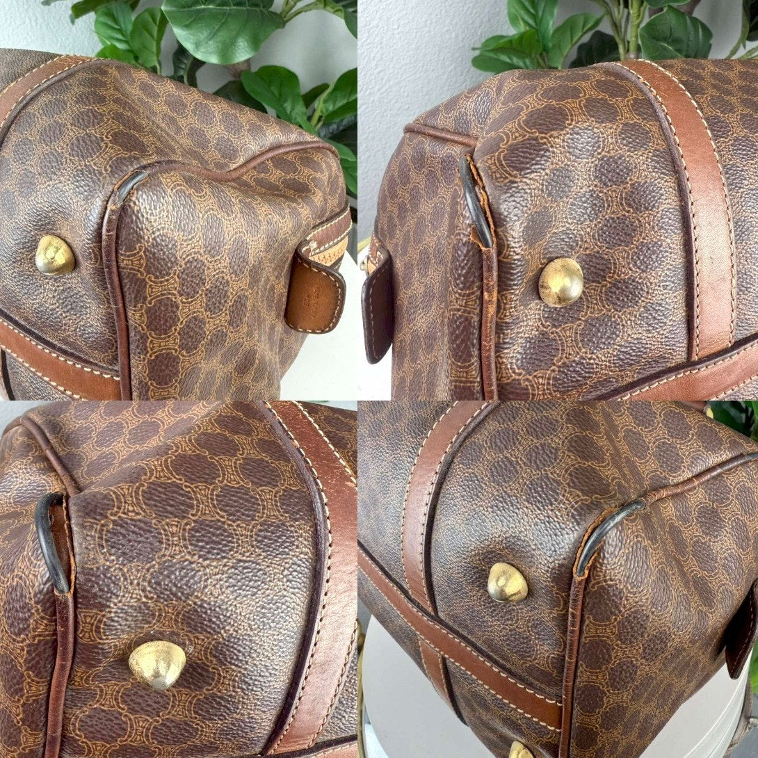 Authentic Celine Leather Bowling Bag Brown