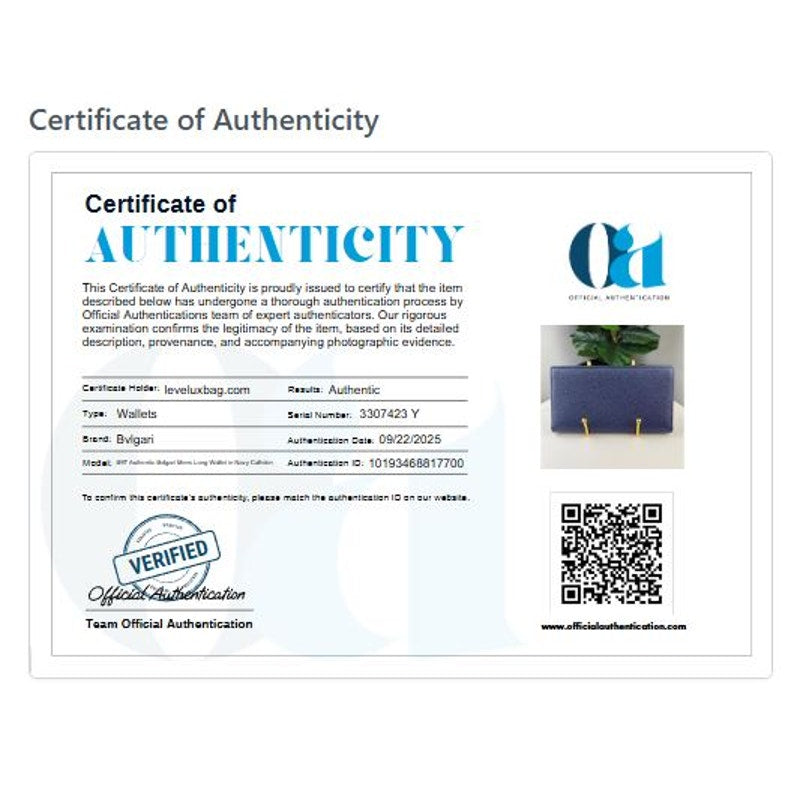 Authentic Bvlgari Men’s Long Wallet in Navy Calfskin