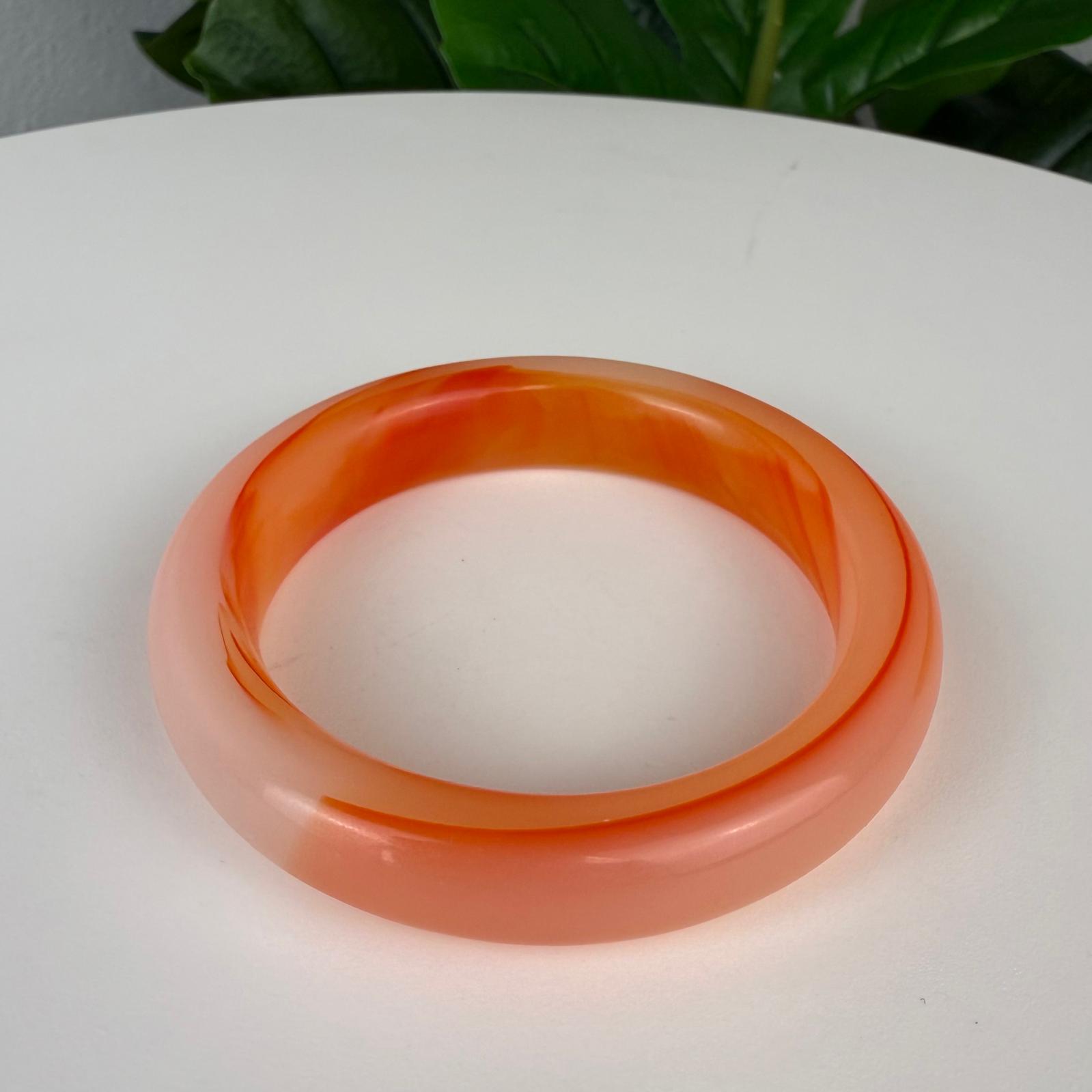 Authentic Carnelian Bangle Natural Orange Size 7"