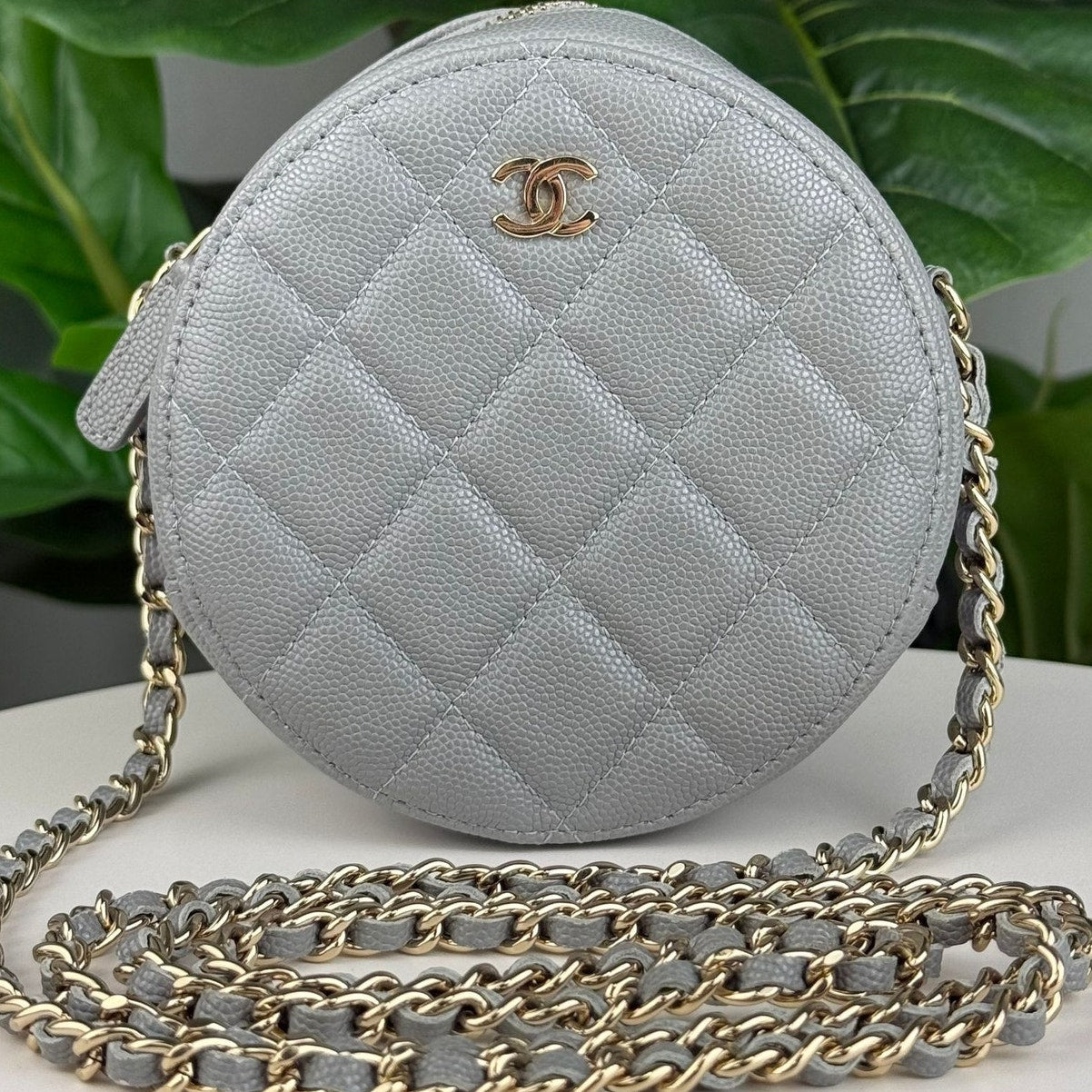Authentic Chanel Matelasse Round Chain Shoulder Bag