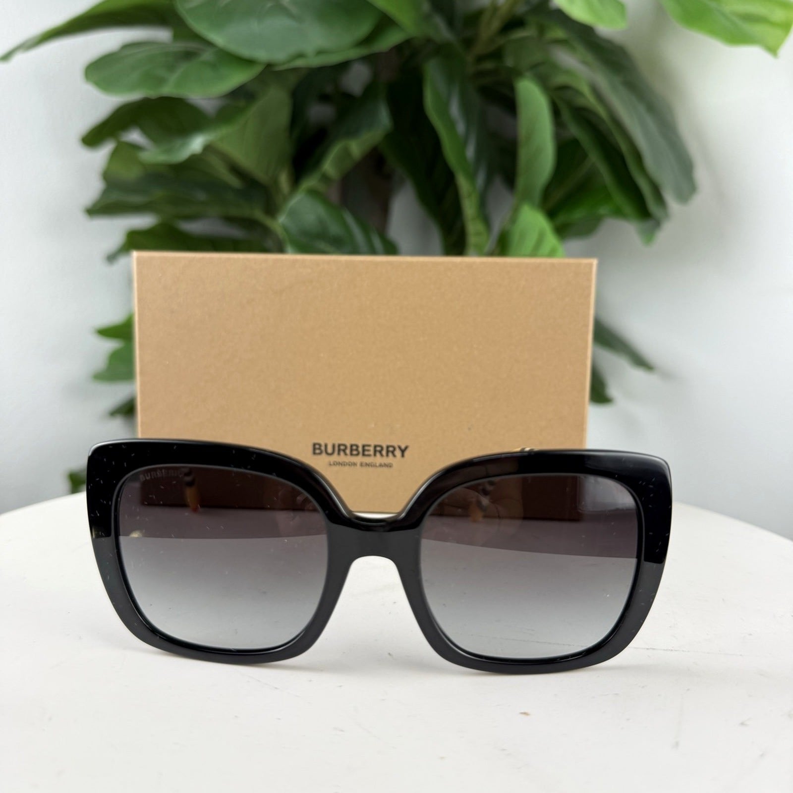 Authentic Burberry Check Oversized Square Sunglasses - front view