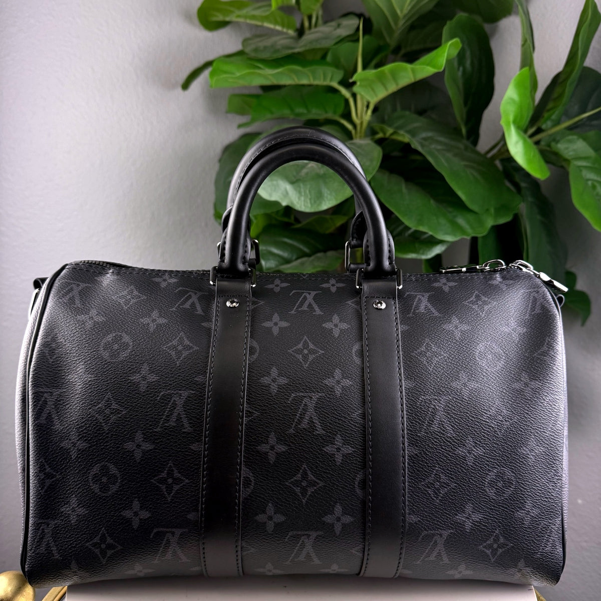 Authentic Louis Vuitton Keepall Bandoulière 45 Monogram Eclipse Canvas Duffle - 02_back.jpg