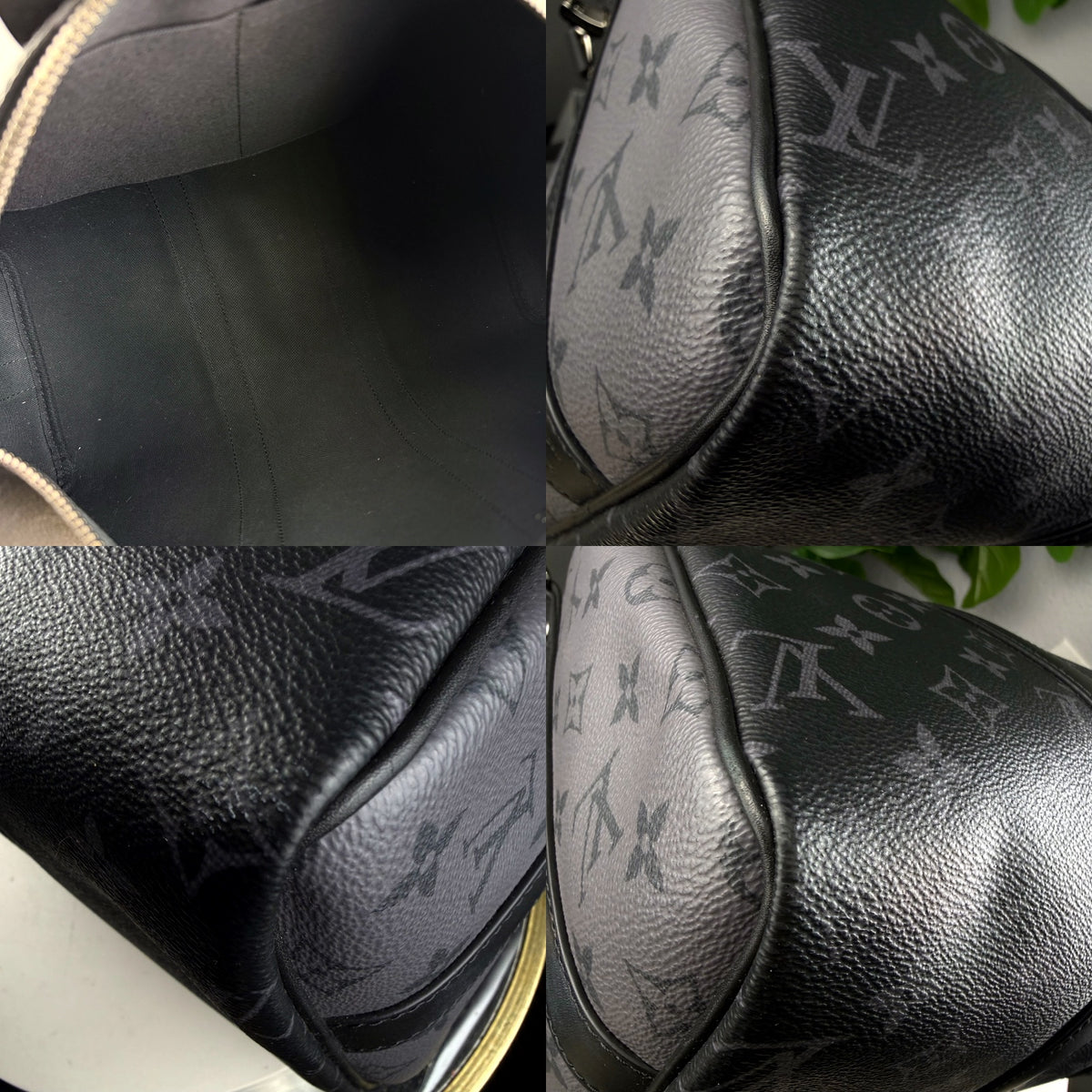 Authentic Louis Vuitton Keepall Bandoulière 45 Monogram Eclipse Canvas Duffle - 03_detail_1.jpg