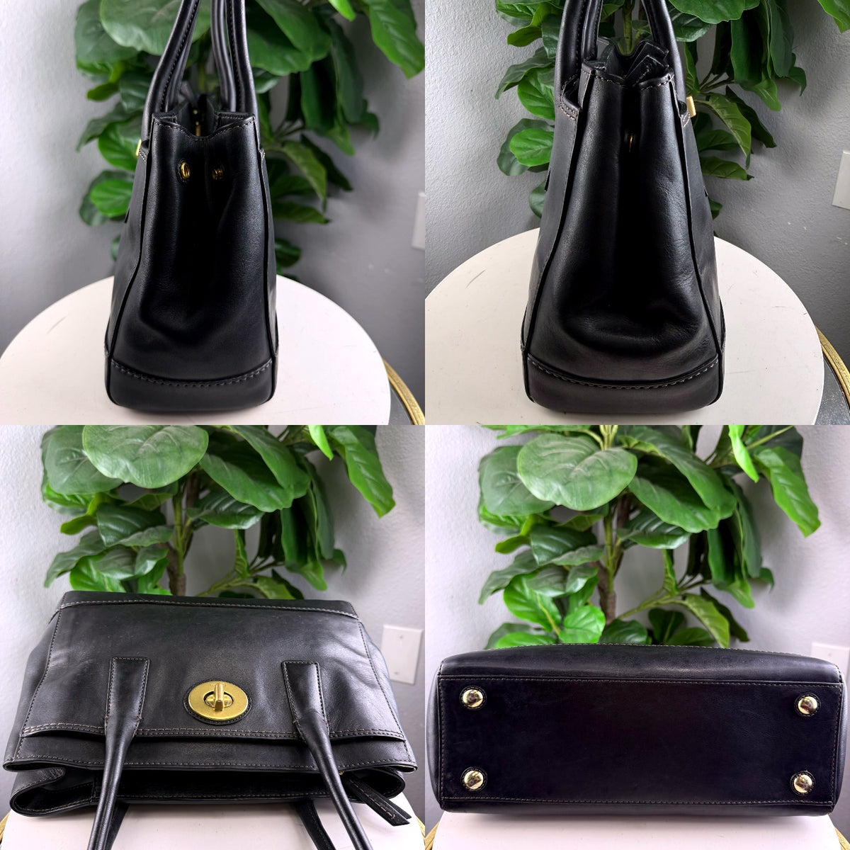 Authentic Coach Black Leather Turnlock Satchel Handbag - 03_detail_1.jpg