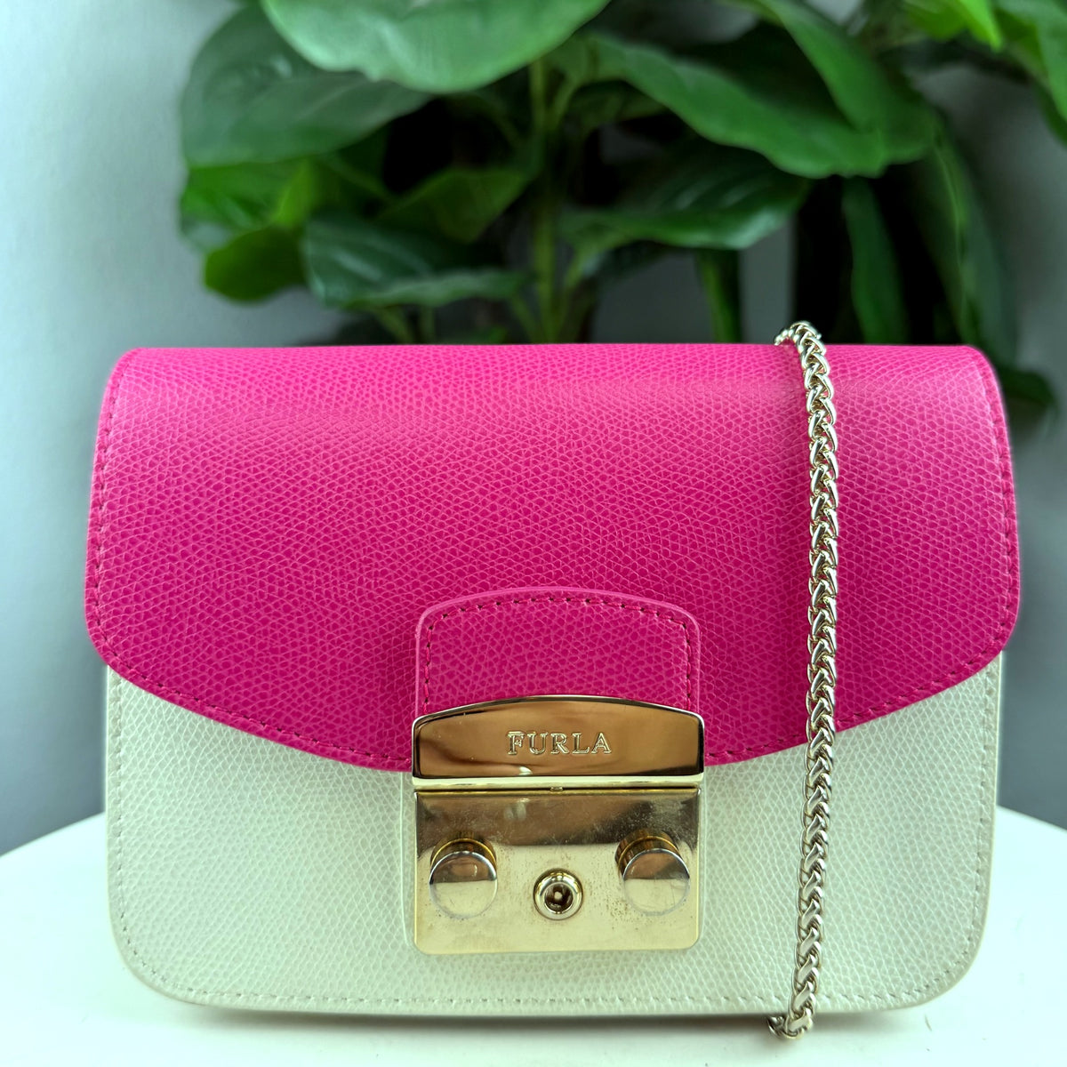 Authentic Furla Metropolis Mini Crossbody Bag Pink Beige Color Block - 01_front.jpg