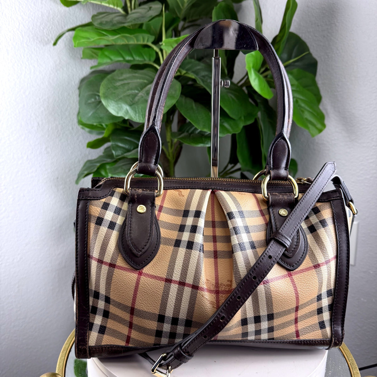 Authentic Burberry Haymarket Check Small Gladstone Tote Bag with Strap - 01_photo.jpg