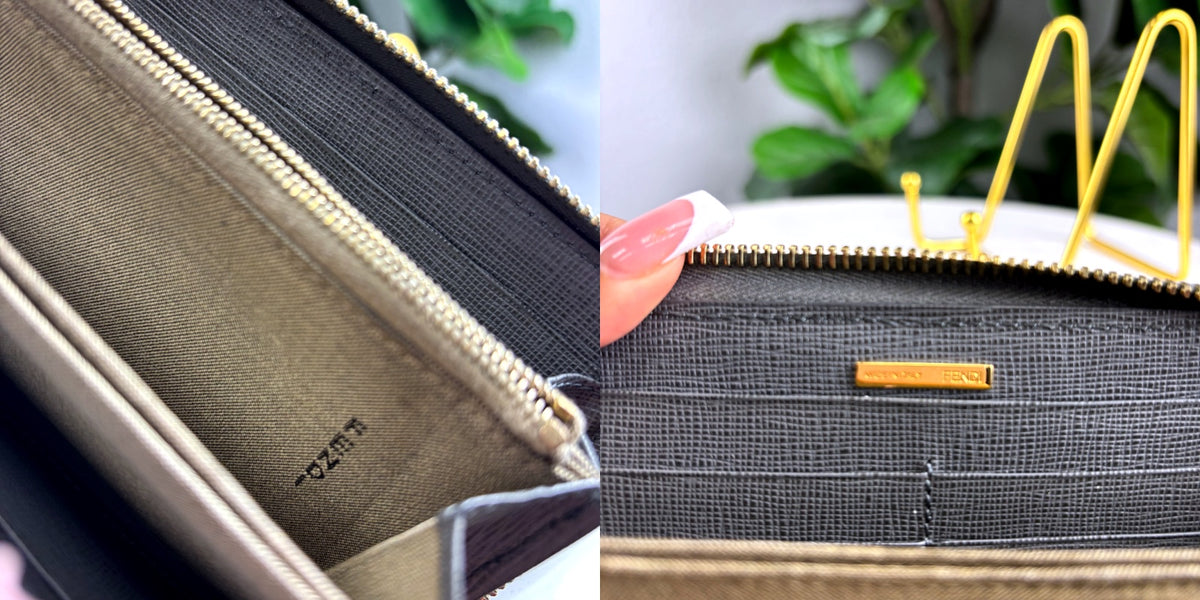 Authentic Fendi Grey Saffiano Leather Zip Around Wallet with Gold Hardware - 04_leftover_pair.jpg
