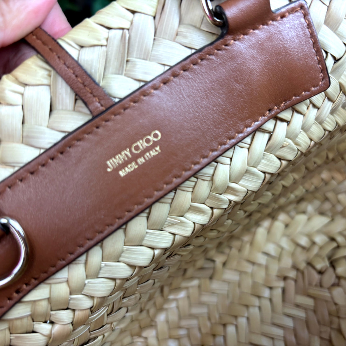 Authentic Jimmy Choo London Woven Straw Basket Tote with Leather Handles - 04_leftover_single.jpg
