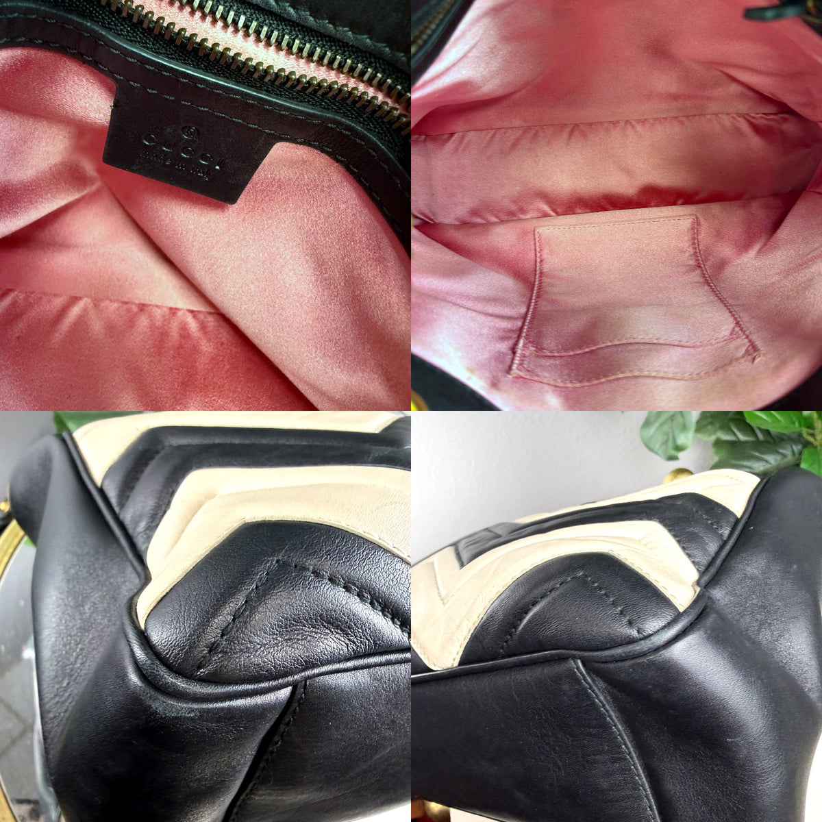 Authentic Gucci GG Marmont Black White Chevron Quilted Leather Shoulder Bag - 03_detail_1.jpg
