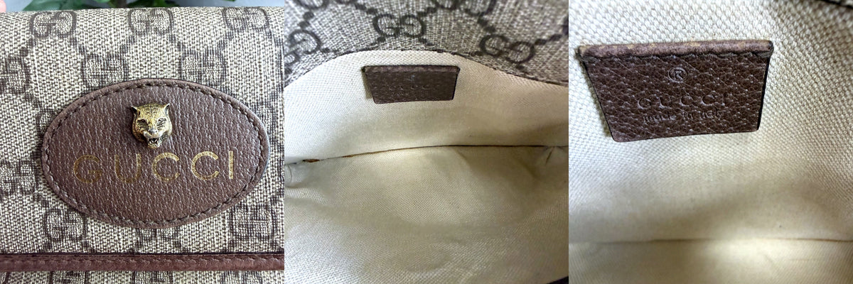 Authentic Gucci Neo Vintage GG Supreme Belt Bag with Feline Head - 05_leftover_triple.jpg