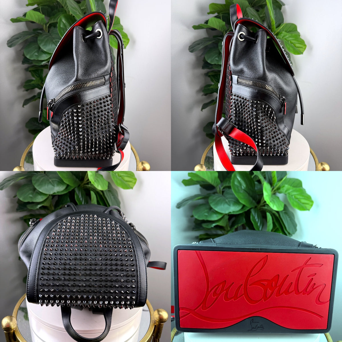 Authentic Christian Louboutin Explorafunk Studded Leather Backpack Black Red - 03_detail_1.jpg
