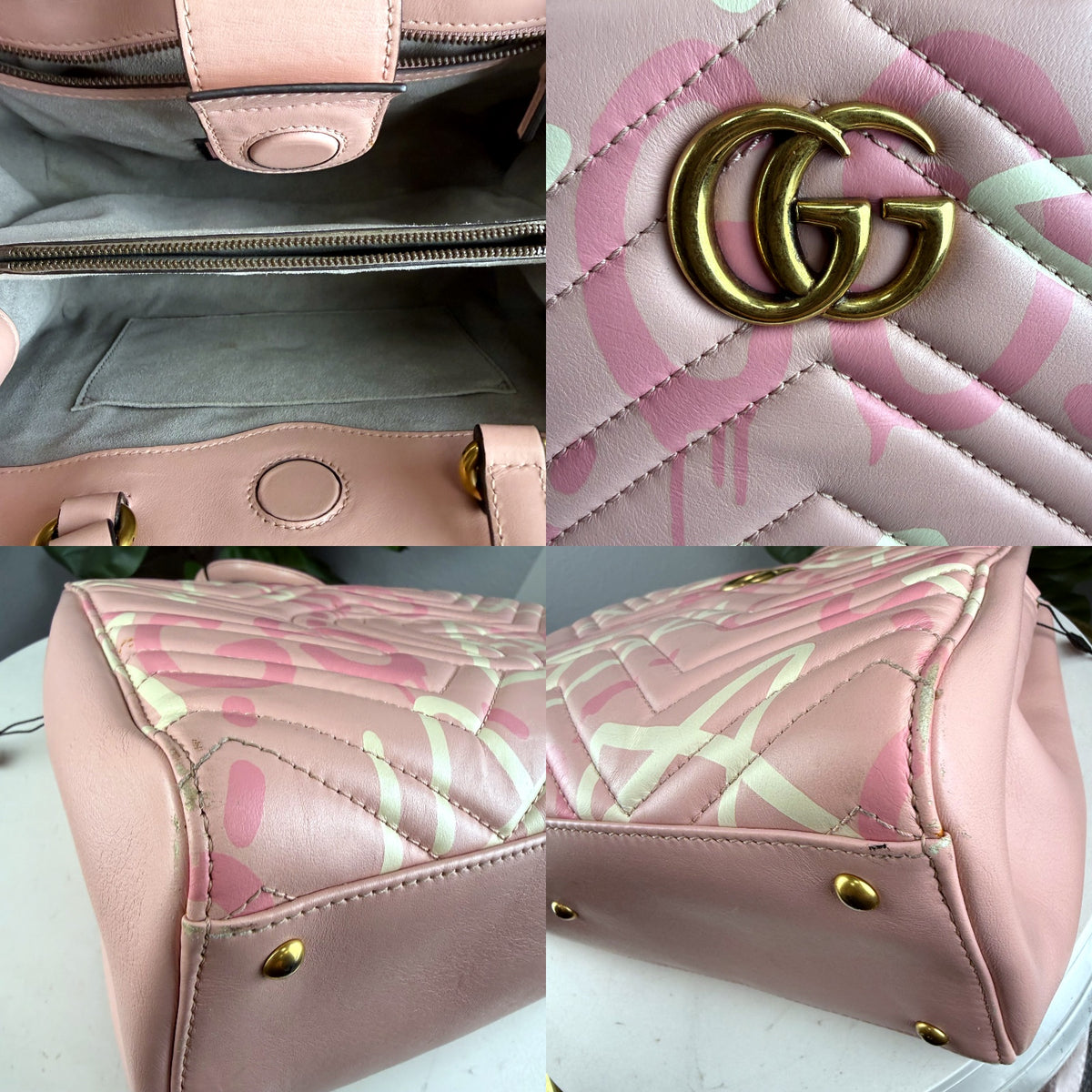 Authentic Gucci GG Marmont Small Top Handle Bag Pink Matelassé Leather - 03_detail_1.jpg