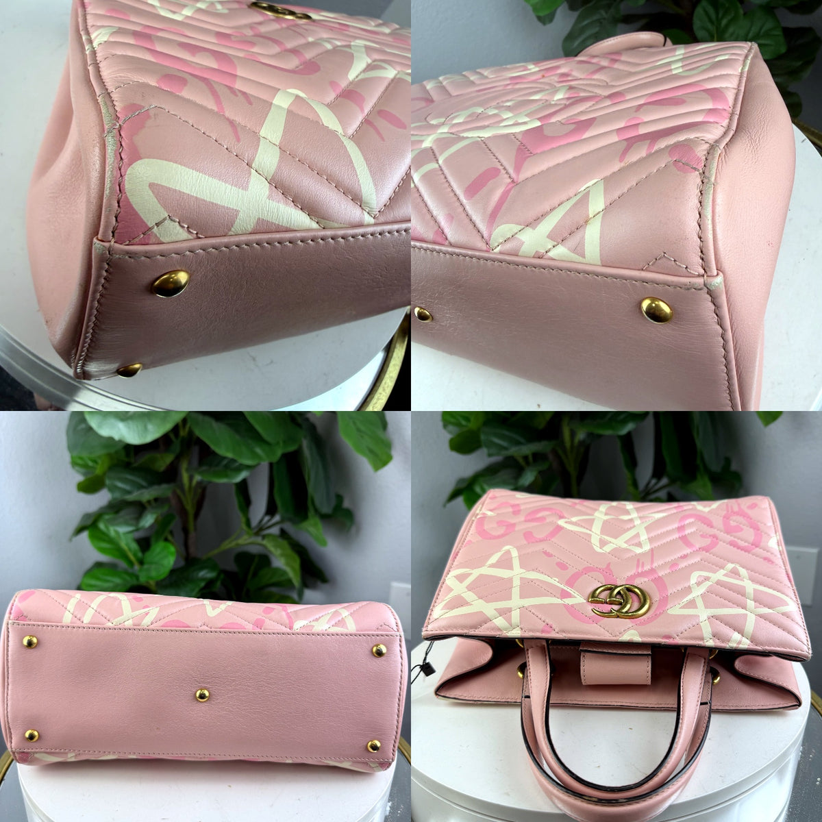Authentic Gucci GG Marmont Small Top Handle Bag Pink Matelassé Leather - 04_detail_2.jpg