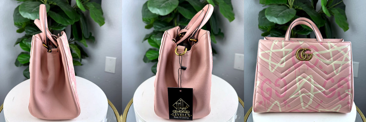 Authentic Gucci GG Marmont Small Top Handle Bag Pink Matelassé Leather - 05_leftover_triple.jpg