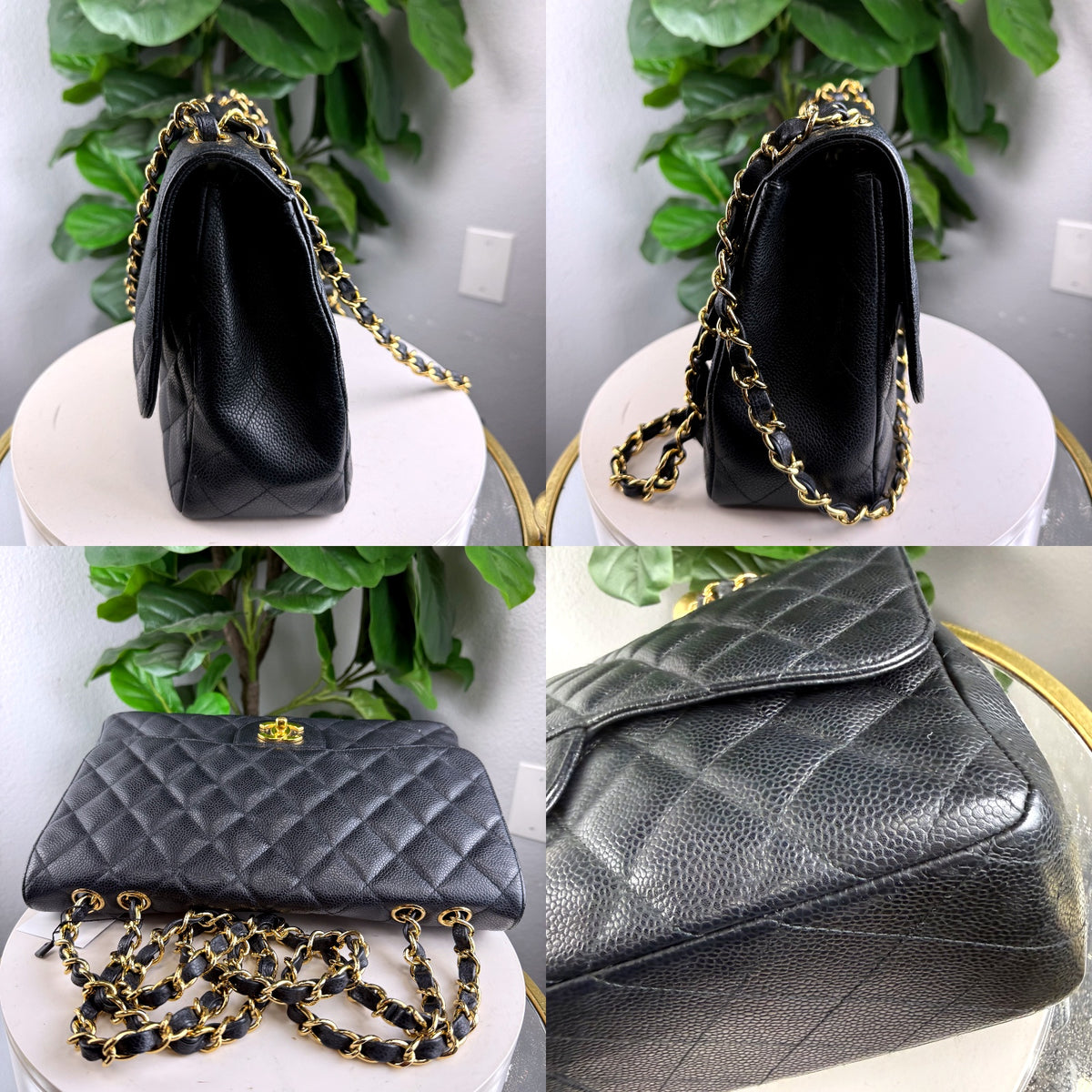 Authentic Chanel Classic Medium Double Flap Bag Black Caviar Gold Hardware - 03_detail_1.jpg