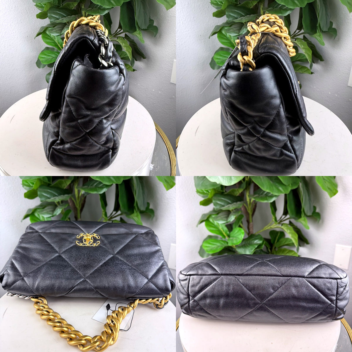 Authentic Chanel 19 Small Flap Bag Black Lambskin Gold Hardware - 03_detail_1.jpg