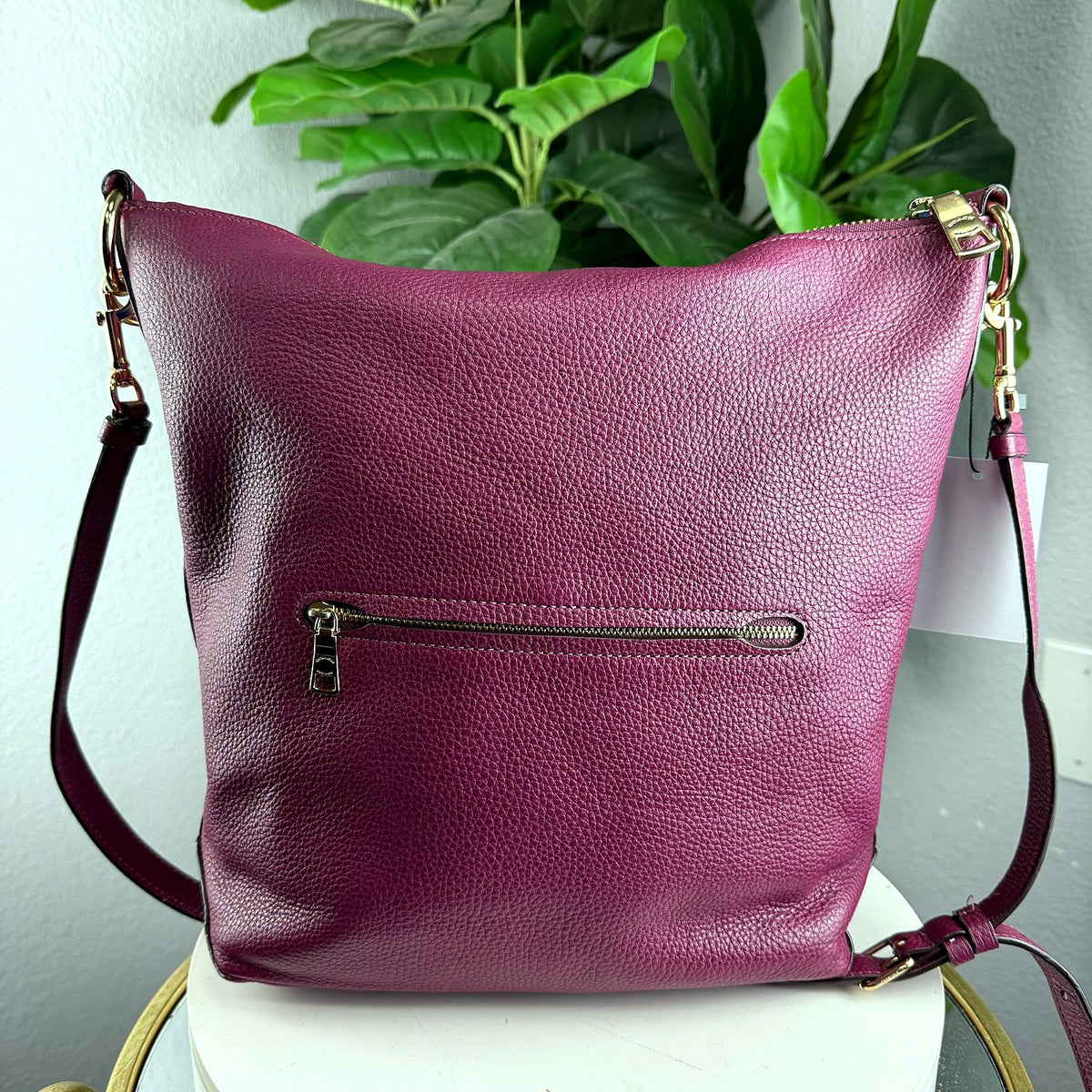 Authentic Coach Pebbled Leather Hobo Bag with Crossbody Strap Burgundy - 03_photo.jpg