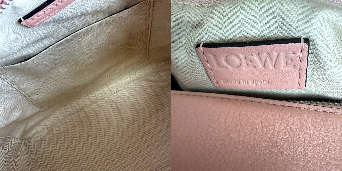 Authentic Loewe Puzzle Small Bag in Pink Gingham and Blush Leather - 06_inside.jpg