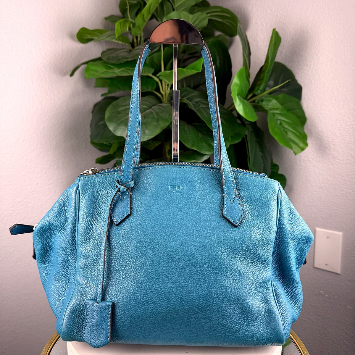 Authentic Fendi Selleria Peekaboo Tote Blue Leather Handbag - 01_photo.jpg