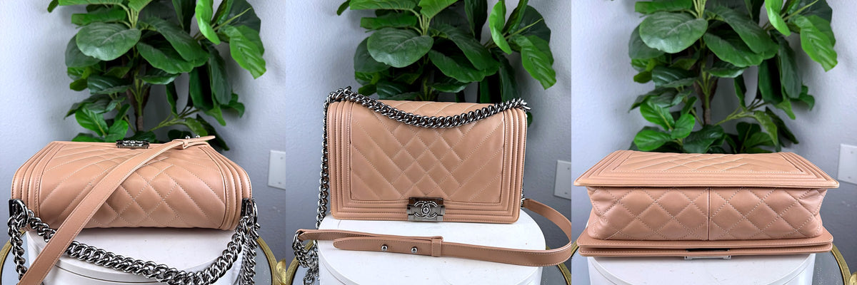 Authentic Chanel Boy Bag Medium Beige Quilted Lambskin Silver Hardware - 06_extra.jpg