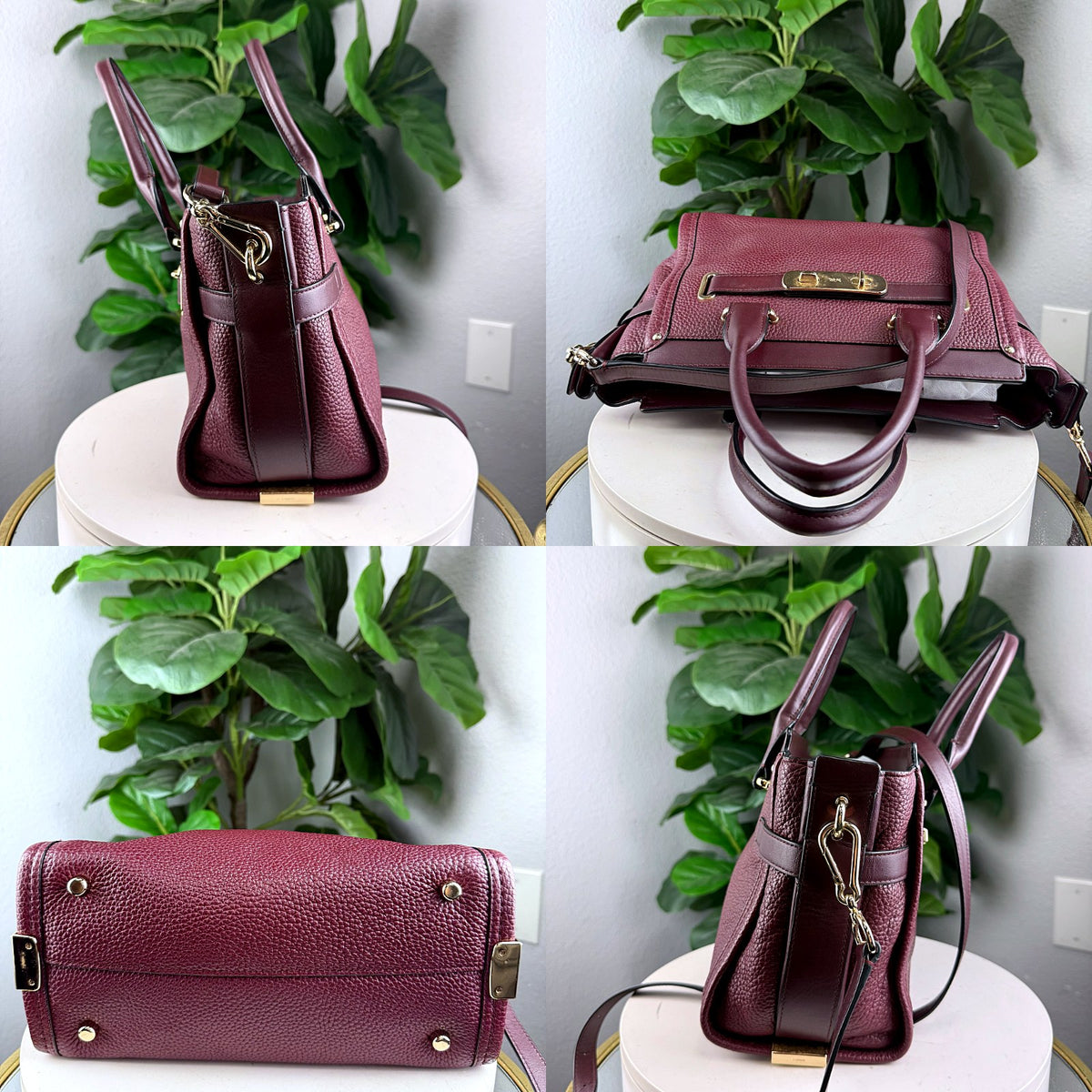 Authentic Coach Swagger 27 Pebbled Leather Satchel in Burgundy - 05_extra.jpg