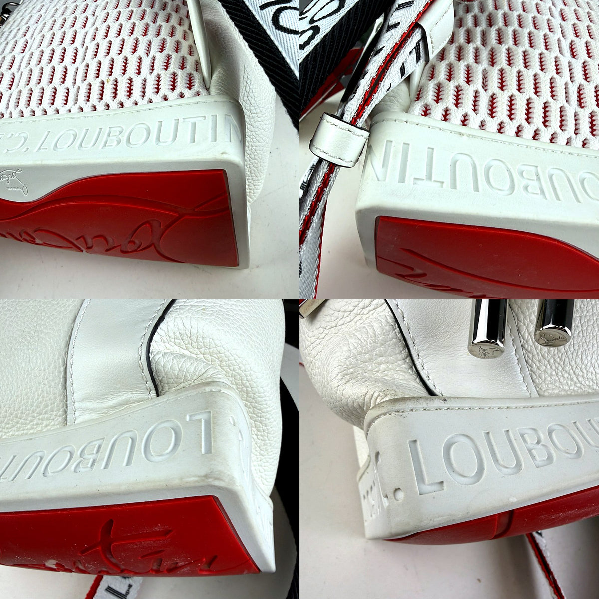Authentic Christian Louboutin Explorafunk Backpack – White Grained Leather with Logo Straps - 03_corners.jpg