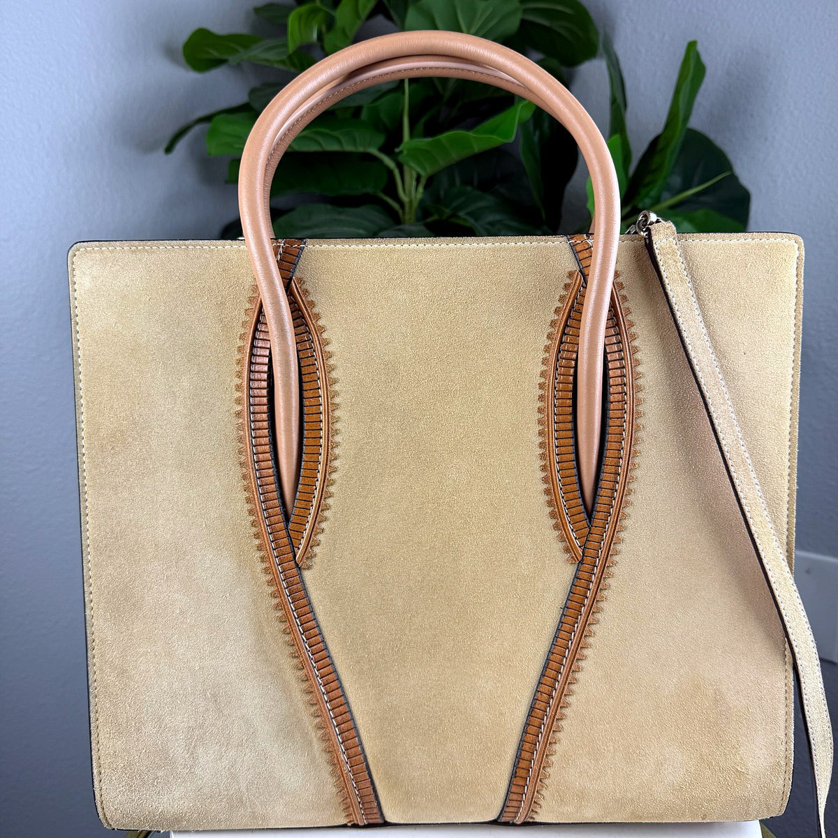 Authentic Christian Louboutin Paloma Tote – Beige Suede with Tan Leather Trim - 02_photo.jpg