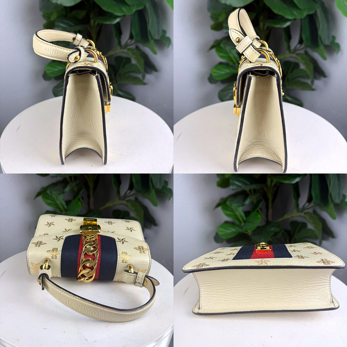 Authentic Gucci Sylvie Mini Top Handle Bag Cream Bees Stars - 06_extra.jpg